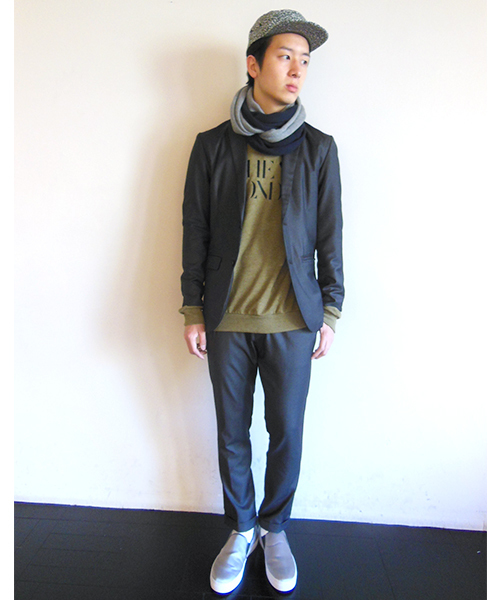 WHO'S WHO gallery（フーズフーギャラリー）の「コットンカシミヤ配色スヌード（ストール/ショール・メンズ・ブラック/グレー/オレンジ/ワインレッド/ダークブルー/その他・FREE）」の13枚目の写真