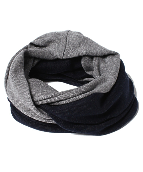 WHO'S WHO gallery（フーズフーギャラリー）の「コットンカシミヤ配色スヌード（ストール/ショール・メンズ・ブラック/グレー/オレンジ/ワインレッド/ダークブルー/その他・FREE）」の6枚目の写真