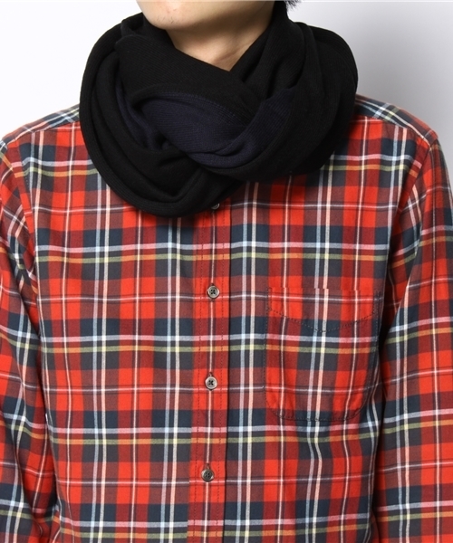 WHO'S WHO gallery（フーズフーギャラリー）の「コットンカシミヤ配色スヌード（ストール/ショール・メンズ・ブラック/グレー/オレンジ/ワインレッド/ダークブルー/その他・FREE）」の9枚目の写真