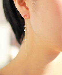 lily of the valley | 【ステンレスポスト】 パール×ドレープチェーンピアス(ピアス(両耳用))