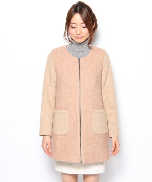 Khaju（カージュ）の「Khaju:ノーカラージップコート（その他アウター・レディース・ブラック/ベージュ・ONE SIZE）」の5枚目の写真