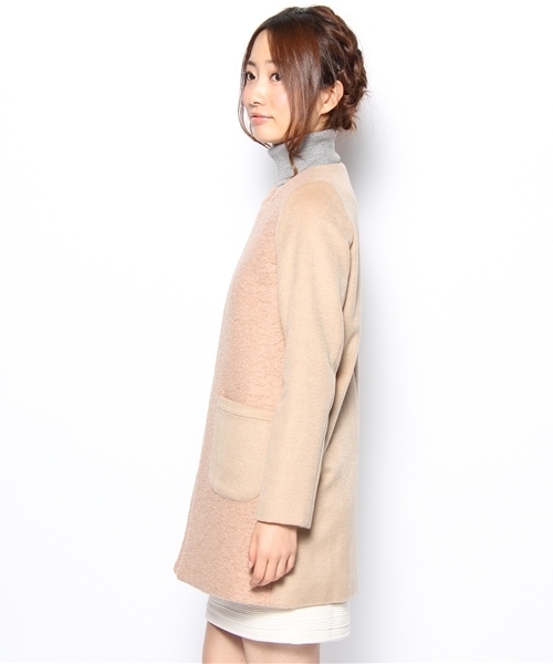 Khaju（カージュ）の「Khaju:ノーカラージップコート（その他アウター・レディース・ブラック/ベージュ・ONE SIZE）」の6枚目の写真