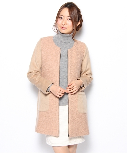 Khaju（カージュ）の「Khaju:ノーカラージップコート（その他アウター・レディース・ブラック/ベージュ・ONE SIZE）」の8枚目の写真