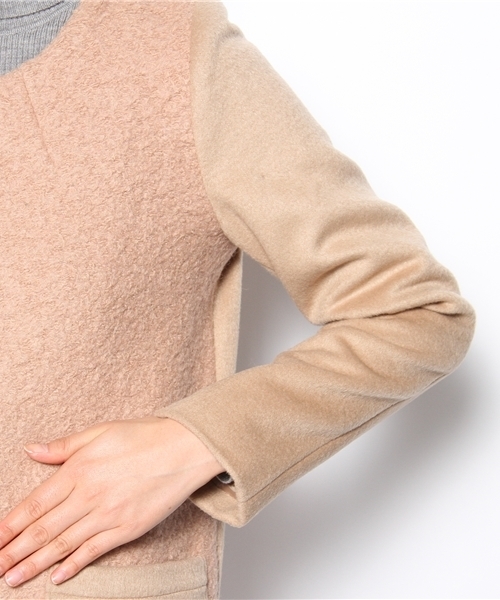Khaju（カージュ）の「Khaju:ノーカラージップコート（その他アウター・レディース・ブラック/ベージュ・ONE SIZE）」の10枚目の写真