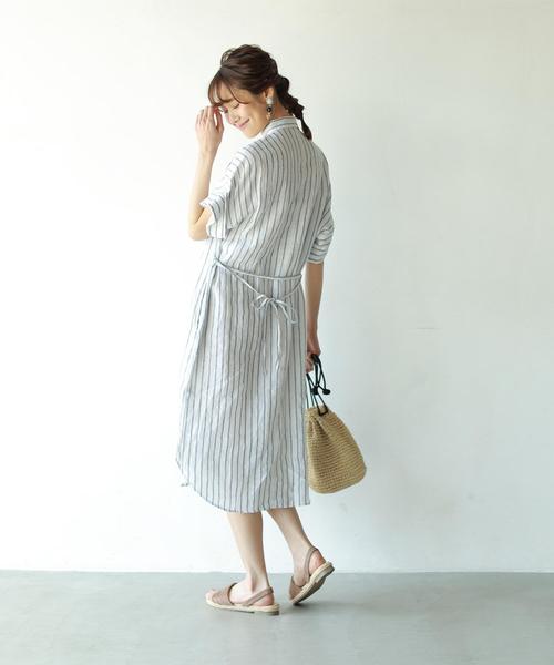 yori フレンチリネンストライプシャツワンピース36 フレンチリネンストライプシャツワンピース | all item| yori