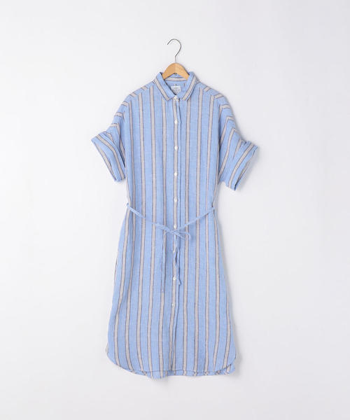 somewearclothing コットンリネンストライプ シャツワンピース somewearclothing コットンリネンストライプ シャツワンピース
