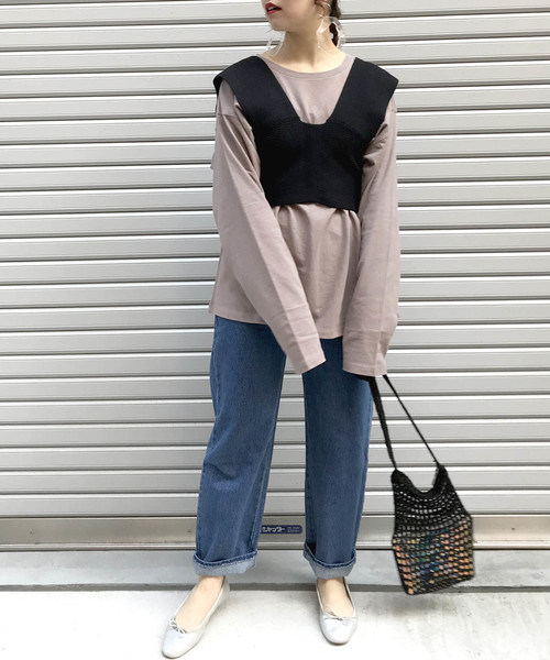 archives（アルシーヴ）の「ビスチェSETチュニック（Tシャツ/カットソー・レディース・ブラック/オフホワイト/モカ・MEDIUM）」の14枚目の写真