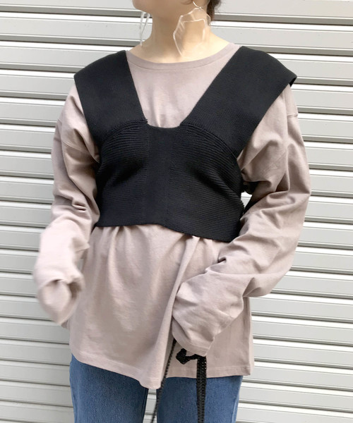 archives（アルシーヴ）の「ビスチェSETチュニック（Tシャツ/カットソー・レディース・ブラック/オフホワイト/モカ・MEDIUM）」の6枚目の写真