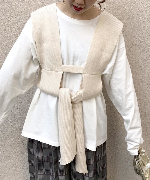 archives（アルシーヴ）の「ビスチェSETチュニック（Tシャツ/カットソー・レディース・ブラック/オフホワイト/モカ・MEDIUM）」の11枚目の写真