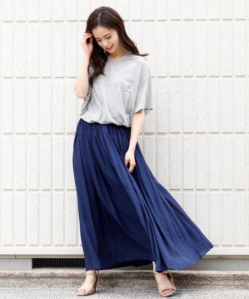 Girly Doll（ガーリードール）の「エアリー ロングフレアスカート（スカート・レディース・ブラック/ピンク/ネイビー/グレー/オフホワイト/ベージュ・L/M）」の7枚目の写真