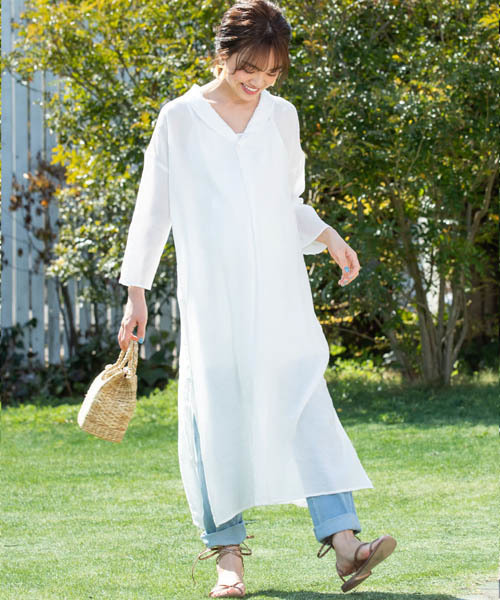 SweetMommy（スウィートマミー）の「コットンシフォンスキッパーワンピセット（マタニティウェア/グッズ・レディース・ホワイト/ブラック/ピンクベージュ・M/L）」の14枚目の写真