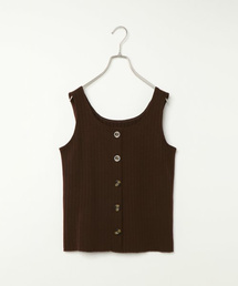 ワイドリブ前ボタンタンクトップ