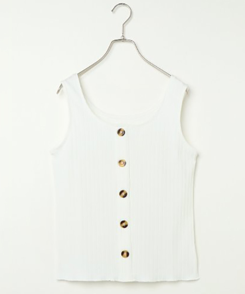 VENCEEXCHANGE（ヴァンスエクスチェンジ）の「ワイドリブ前ボタンタンクトップ（タンクトップ・レディース・モカ/オフホワイト/ブラック/レンガ/ブラウン・M）」の2枚目の写真