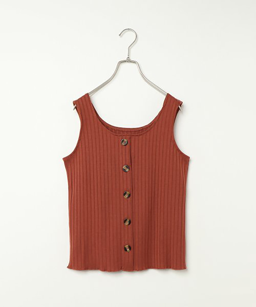 VENCEEXCHANGE（ヴァンスエクスチェンジ）の「ワイドリブ前ボタンタンクトップ（タンクトップ・レディース・モカ/オフホワイト/ブラック/レンガ/ブラウン・M）」の5枚目の写真
