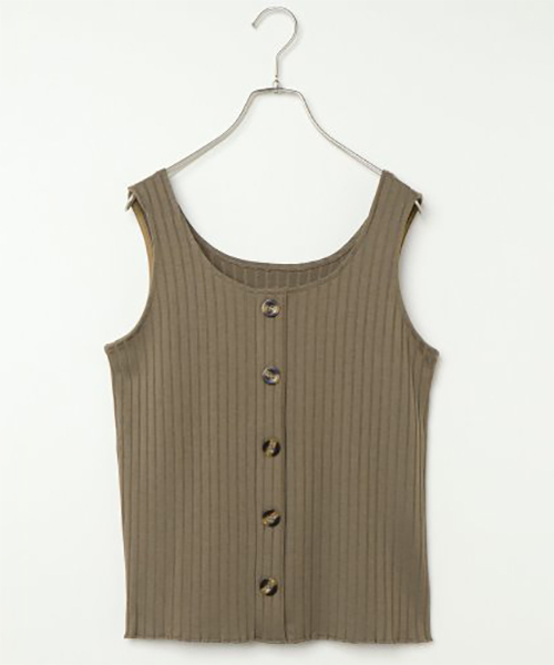 VENCEEXCHANGE（ヴァンスエクスチェンジ）の「ワイドリブ前ボタンタンクトップ（タンクトップ・レディース・モカ/オフホワイト/ブラック/レンガ/ブラウン・M）」の4枚目の写真