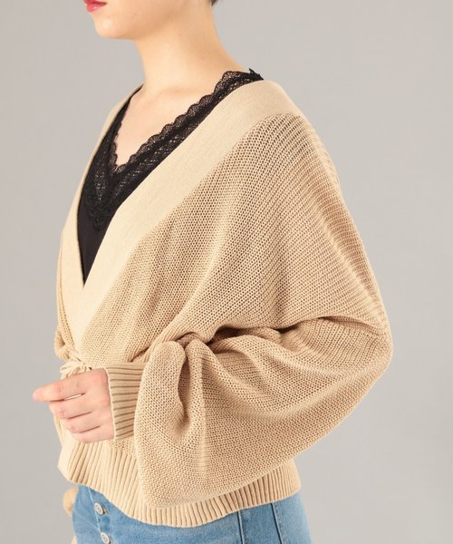 PAGEBOY（ページボーイ）の「ライトカシュクールカーディガン（カーディガン/ボレロ・レディース・ライトグレー/ダークブラウン/ベージュ/オフホワイト・FREE）」の9枚目の写真