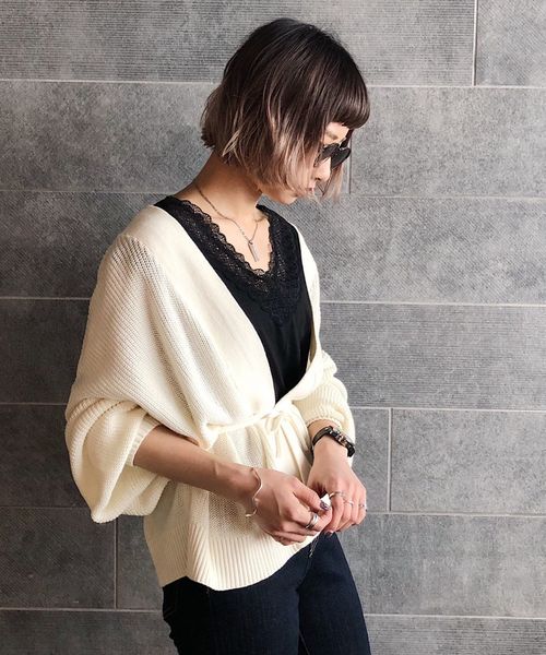 PAGEBOY（ページボーイ）の「ライトカシュクールカーディガン（カーディガン/ボレロ・レディース・ライトグレー/ダークブラウン/ベージュ/オフホワイト・FREE）」の20枚目の写真