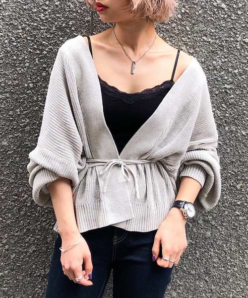 PAGEBOY（ページボーイ）の「ライトカシュクールカーディガン（カーディガン/ボレロ・レディース・ライトグレー/ダークブラウン/ベージュ/オフホワイト・FREE）」の17枚目の写真