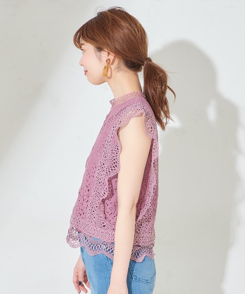 natural couture（ナチュラルクチュール）の「ヴィンテージレースブラウス（シャツ/ブラウス・レディース・ブラック/ベージュ/オフホワイト/ピンク・FREE）」の7枚目の写真