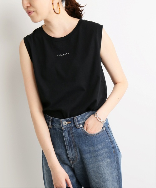 SLOBE IENA(スローブイエナ)の「merロゴノースリーブカットソー◆(Tシャツ/カットソー・レディース・ホワイト/ブラック/ベージュ/サックスブルー・FREE)」の2枚目の写真