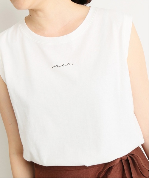 SLOBE IENA(スローブイエナ)の「merロゴノースリーブカットソー◆(Tシャツ/カットソー・レディース・ホワイト/ブラック/ベージュ/サックスブルー・FREE)」の11枚目の写真
