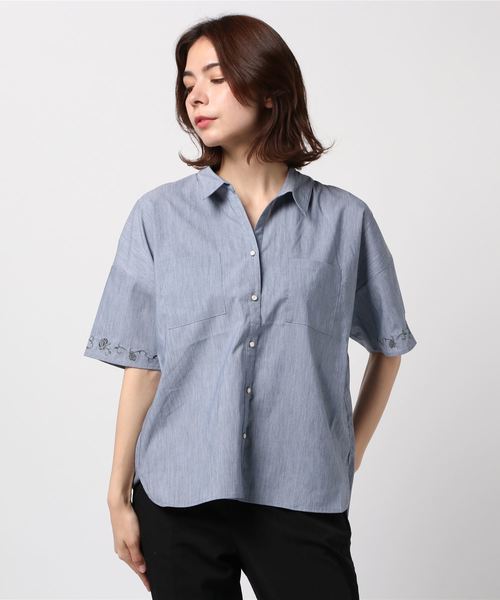 axes femme（アクシーズファム）の「ポケット付オーバーシャツ（シャツ/ブラウス・レディース・ベージュ/ネイビー/カーキ・MEDIUM）」の8枚目の写真
