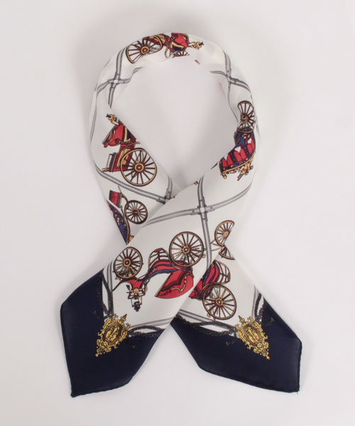 KATHARINE ROSS（キャサリンロス）の「【KATHARINE ROSS】ミニホース柄/馬車柄ミニスカーフ WEB限定（バンダナ/スカーフ・レディース・ダークグリーン/アイボリー/ライトブルー/ネイビー/レッド/ブルー/グリーン/ブルー系1/ベージュ/ブラック/グリーン系1・MEDIUM）」の8枚目の写真