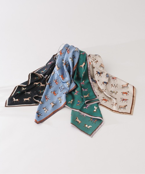 KATHARINE ROSS（キャサリンロス）の「【KATHARINE ROSS】ミニホース柄/馬車柄ミニスカーフ WEB限定（バンダナ/スカーフ・レディース・ダークグリーン/アイボリー/ライトブルー/ネイビー/レッド/ブルー/グリーン/ブルー系1/ベージュ/ブラック/グリーン系1・MEDIUM）」の21枚目の写真