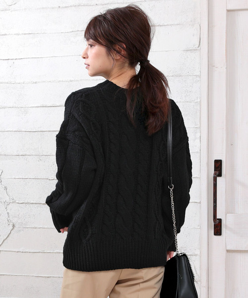 Ulysses(ユリシス)の「ケーブル ショートプルオーバー(ニット/セーター)」|ブラック