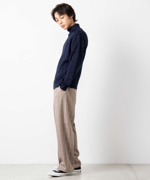 WEGO（ウィゴー）の「WEGO/ケーブルタートルセーター（ニット/セーター・メンズ・ホワイト/ネイビー/ワイン・MEDIUM/LARGE）」の5枚目の写真