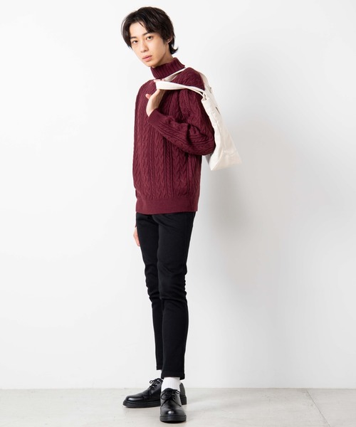 WEGO（ウィゴー）の「WEGO/ケーブルタートルセーター（ニット/セーター・メンズ・ホワイト/ネイビー/ワイン・MEDIUM/LARGE）」の11枚目の写真