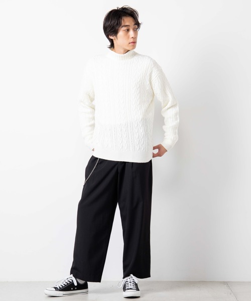 WEGO（ウィゴー）の「WEGO/ケーブルタートルセーター（ニット/セーター・メンズ・ホワイト/ネイビー/ワイン・MEDIUM/LARGE）」の12枚目の写真