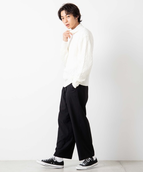 WEGO（ウィゴー）の「WEGO/ケーブルタートルセーター（ニット/セーター・メンズ・ホワイト/ネイビー/ワイン・MEDIUM/LARGE）」の14枚目の写真