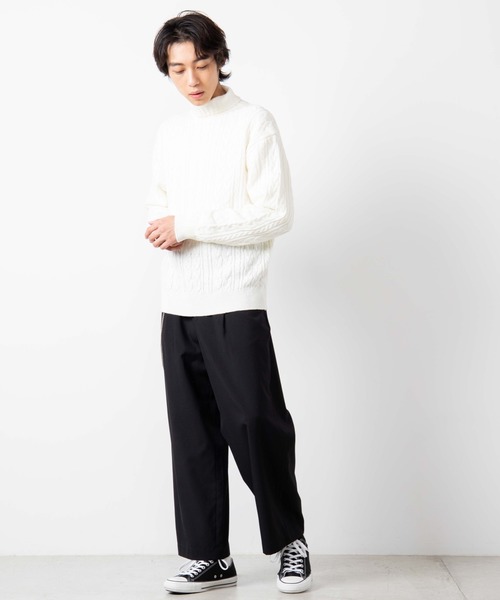 WEGO（ウィゴー）の「WEGO/ケーブルタートルセーター（ニット/セーター・メンズ・ホワイト/ネイビー/ワイン・MEDIUM/LARGE）」の15枚目の写真