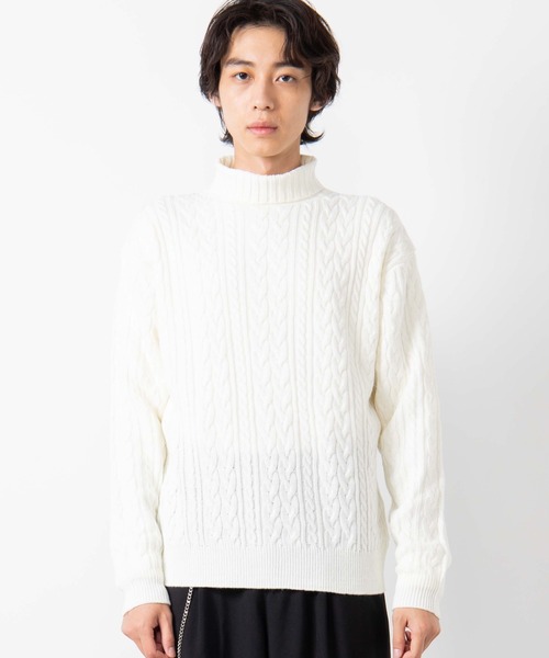 WEGO（ウィゴー）の「WEGO/ケーブルタートルセーター（ニット/セーター・メンズ・ホワイト/ネイビー/ワイン・MEDIUM/LARGE）」の16枚目の写真