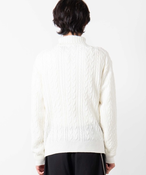 WEGO（ウィゴー）の「WEGO/ケーブルタートルセーター（ニット/セーター・メンズ・ホワイト/ネイビー/ワイン・MEDIUM/LARGE）」の18枚目の写真