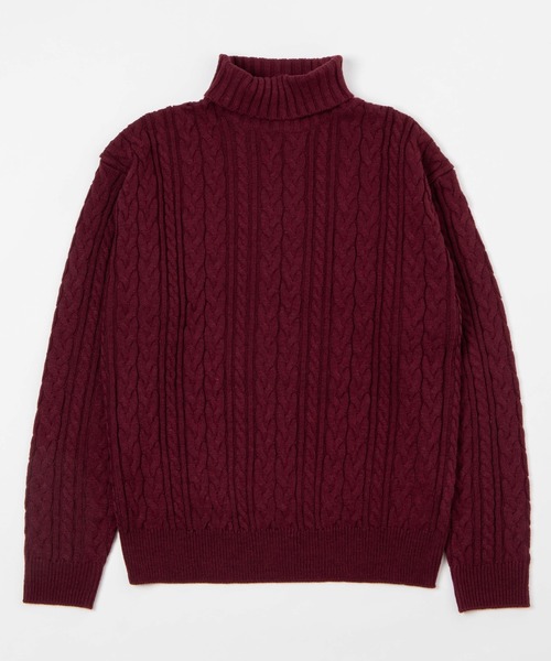 WEGO（ウィゴー）の「WEGO/ケーブルタートルセーター（ニット/セーター・メンズ・ホワイト/ネイビー/ワイン・MEDIUM/LARGE）」の19枚目の写真