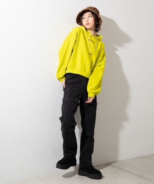 WEGO（ウィゴー）の「WEGO/ジッパーデニムワイドパンツ（デニムパンツ・レディース・ブラック/インディゴブルー・FREE）」の7枚目の写真