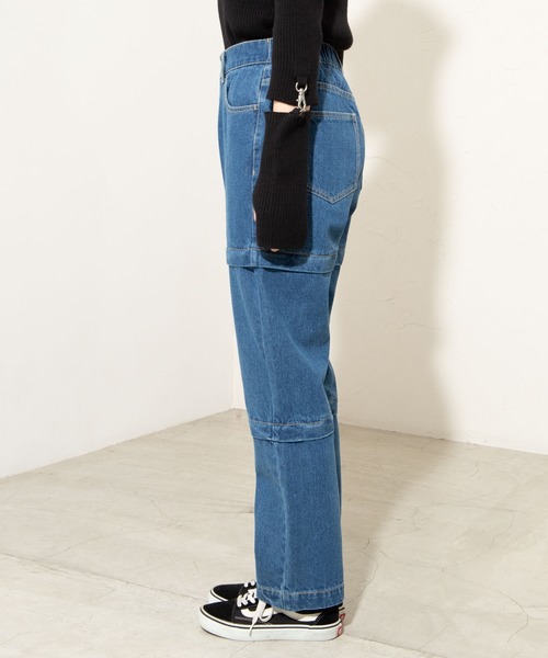 WEGO（ウィゴー）の「WEGO/ジッパーデニムワイドパンツ（デニムパンツ・レディース・ブラック/インディゴブルー・FREE）」の20枚目の写真