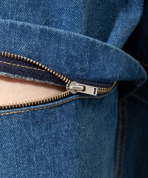 WEGO（ウィゴー）の「WEGO/ジッパーデニムワイドパンツ（デニムパンツ・レディース・ブラック/インディゴブルー・FREE）」の4枚目の写真