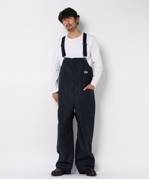 HOUSTON(ヒューストン)の「HOUSTON/ヒューストン DECK PANTS EARLY MODEL(サロペット/オーバーオール・メンズ・ネイビー/ベージュ・MEDIUM/LARGE/X-LARGE)」の5枚目の写真