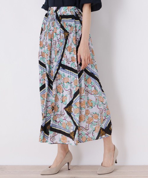 セール 大きいサイズあり 13号 15号 フラワー柄プリーツ切り替えロングスカート スカート Soup スープ のファッション通販 Zozotown