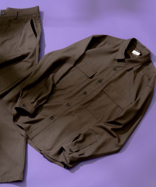 JUNRED（ジュンレッド）の「【セットアップ可能】ワイドプラケットグレンチェックシャツ（シャツ/ブラウス・メンズ・チャコールグレー/ダークブラウン・S/M/L）」の2枚目の写真