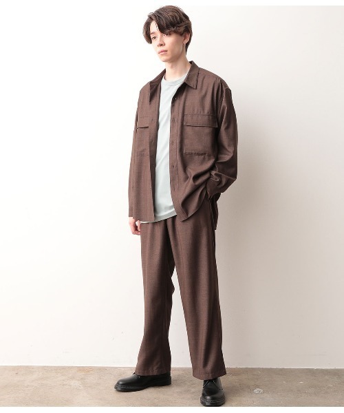 JUNRED（ジュンレッド）の「【セットアップ可能】ワイドプラケットグレンチェックシャツ（シャツ/ブラウス・メンズ・チャコールグレー/ダークブラウン・S/M/L）」の10枚目の写真