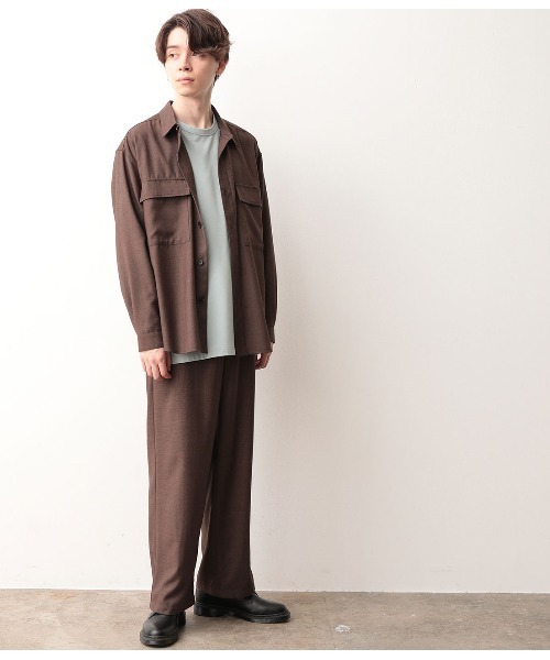 JUNRED（ジュンレッド）の「【セットアップ可能】ワイドプラケットグレンチェックシャツ（シャツ/ブラウス・メンズ・チャコールグレー/ダークブラウン・S/M/L）」の7枚目の写真