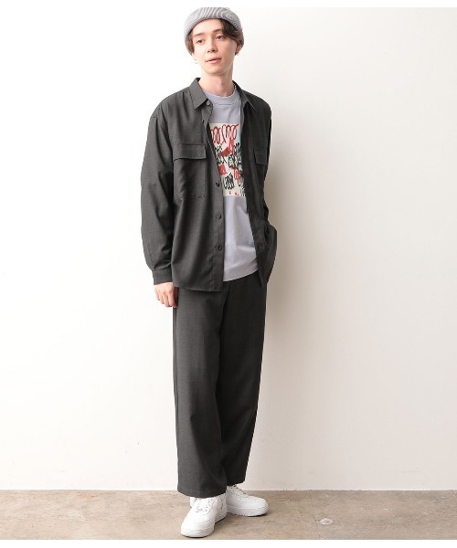 JUNRED（ジュンレッド）の「【セットアップ可能】ワイドプラケットグレンチェックシャツ（シャツ/ブラウス・メンズ・チャコールグレー/ダークブラウン・S/M/L）」の15枚目の写真