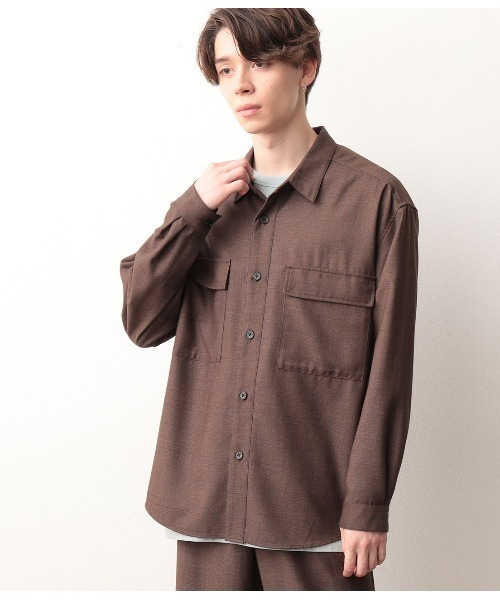 JUNRED（ジュンレッド）の「【セットアップ可能】ワイドプラケットグレンチェックシャツ（シャツ/ブラウス・メンズ・チャコールグレー/ダークブラウン・S/M/L）」の9枚目の写真