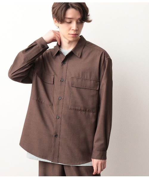 JUNRED（ジュンレッド）の「【セットアップ可能】ワイドプラケットグレンチェックシャツ（シャツ/ブラウス・メンズ・チャコールグレー/ダークブラウン・S/M/L）」の11枚目の写真