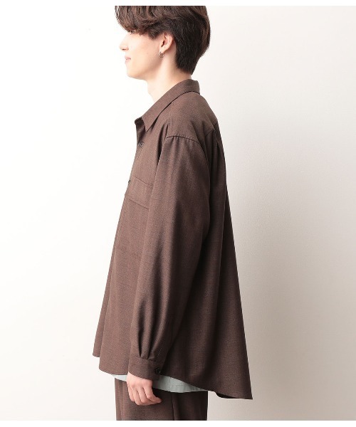 JUNRED（ジュンレッド）の「【セットアップ可能】ワイドプラケットグレンチェックシャツ（シャツ/ブラウス・メンズ・チャコールグレー/ダークブラウン・S/M/L）」の8枚目の写真