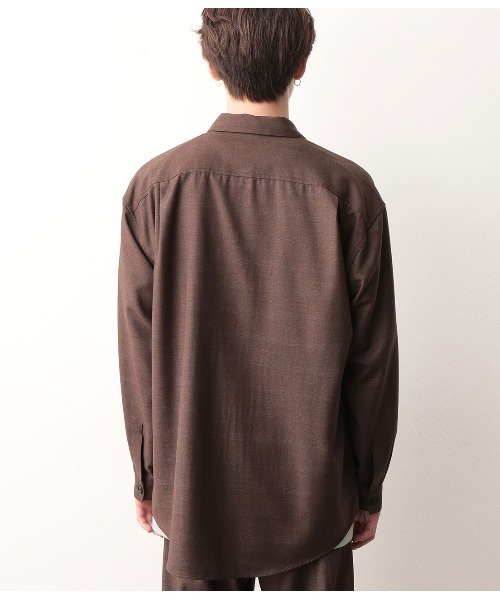 JUNRED（ジュンレッド）の「【セットアップ可能】ワイドプラケットグレンチェックシャツ（シャツ/ブラウス・メンズ・チャコールグレー/ダークブラウン・S/M/L）」の4枚目の写真